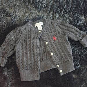 Ralph Lauren Charcoal Cable Knit Kids Sweater